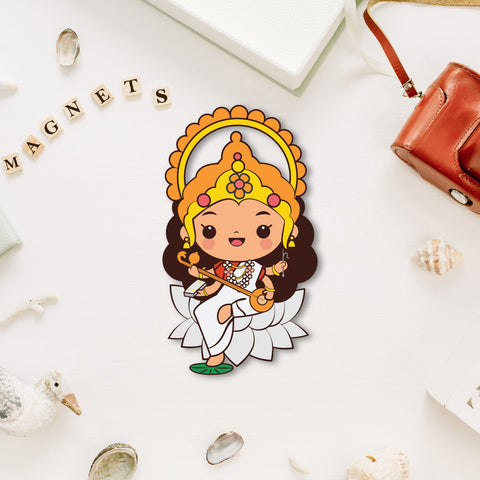 Goddess Saraswati Wooden Fridge Magnet