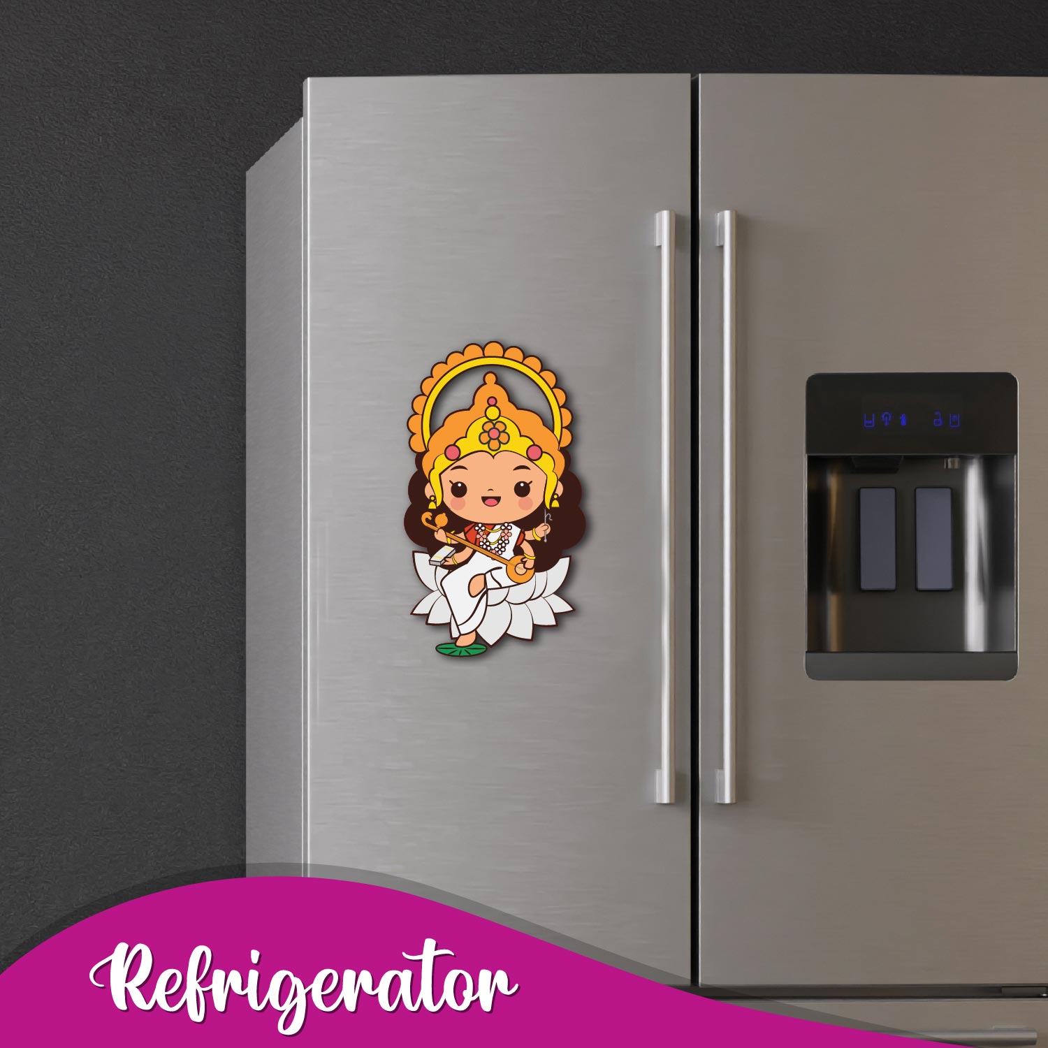 quirky Goddess Sarswati collectible fridge magnet