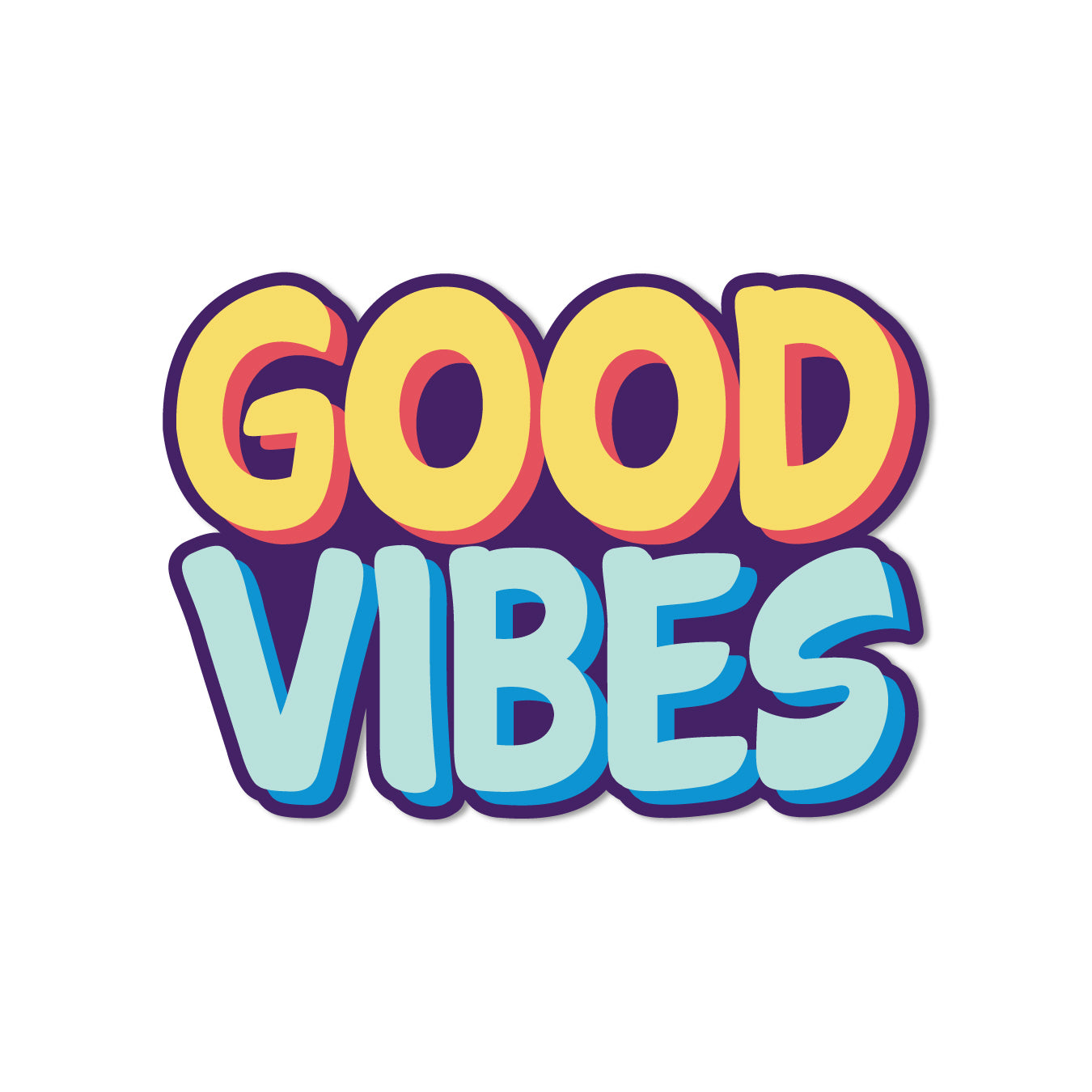 Stylish and modern "Good Vibes" refrigerator magnet.
