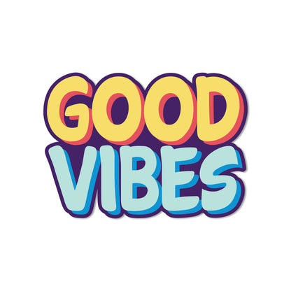Stylish and modern "Good Vibes" refrigerator magnet.