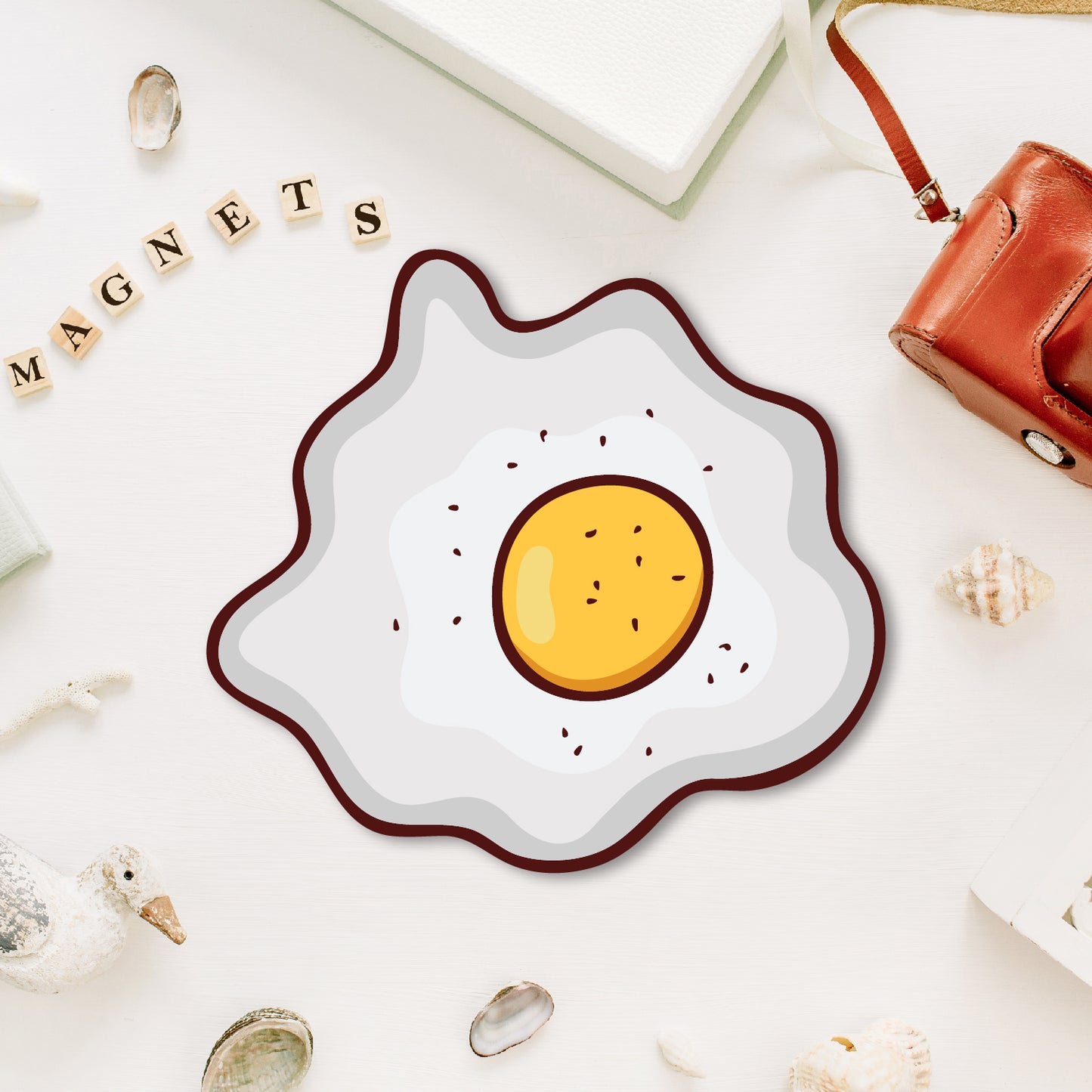 Half fry egg fridge magnet quirky decor