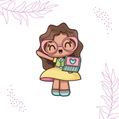 Cheerful girl magnet for your refrigerator