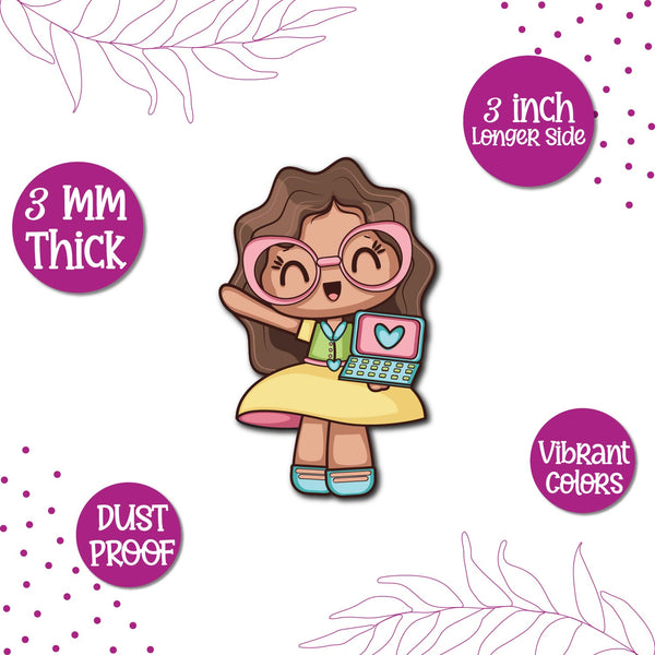 Happy Girl Wooden Fridge Magnet