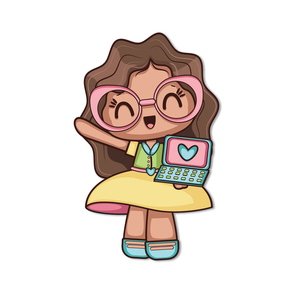 Happy Girl Wooden Fridge Magnet