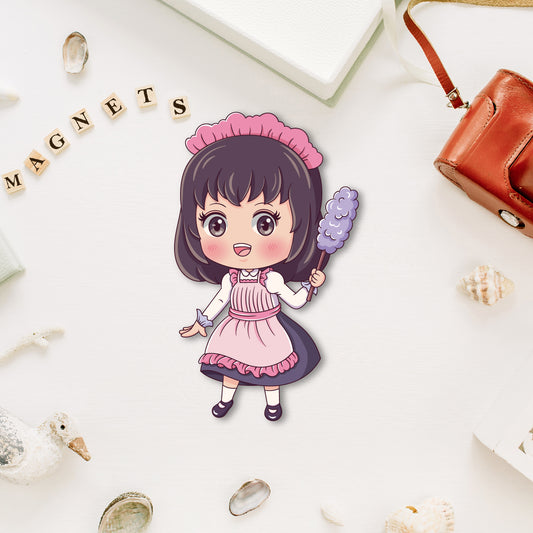 Housekeeper magnet with a broom