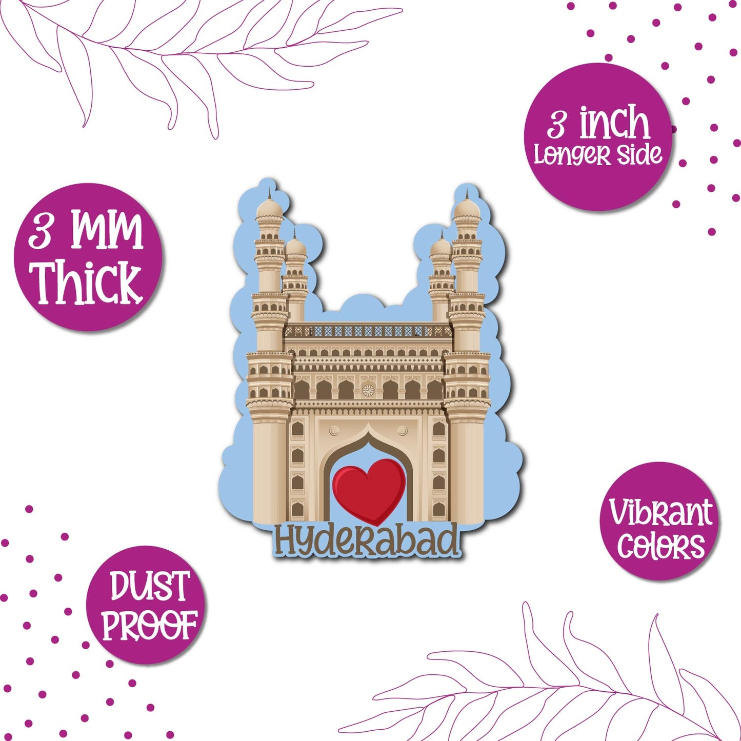 Quirky Hyderabad Fridge Magnet for Travel Lovers