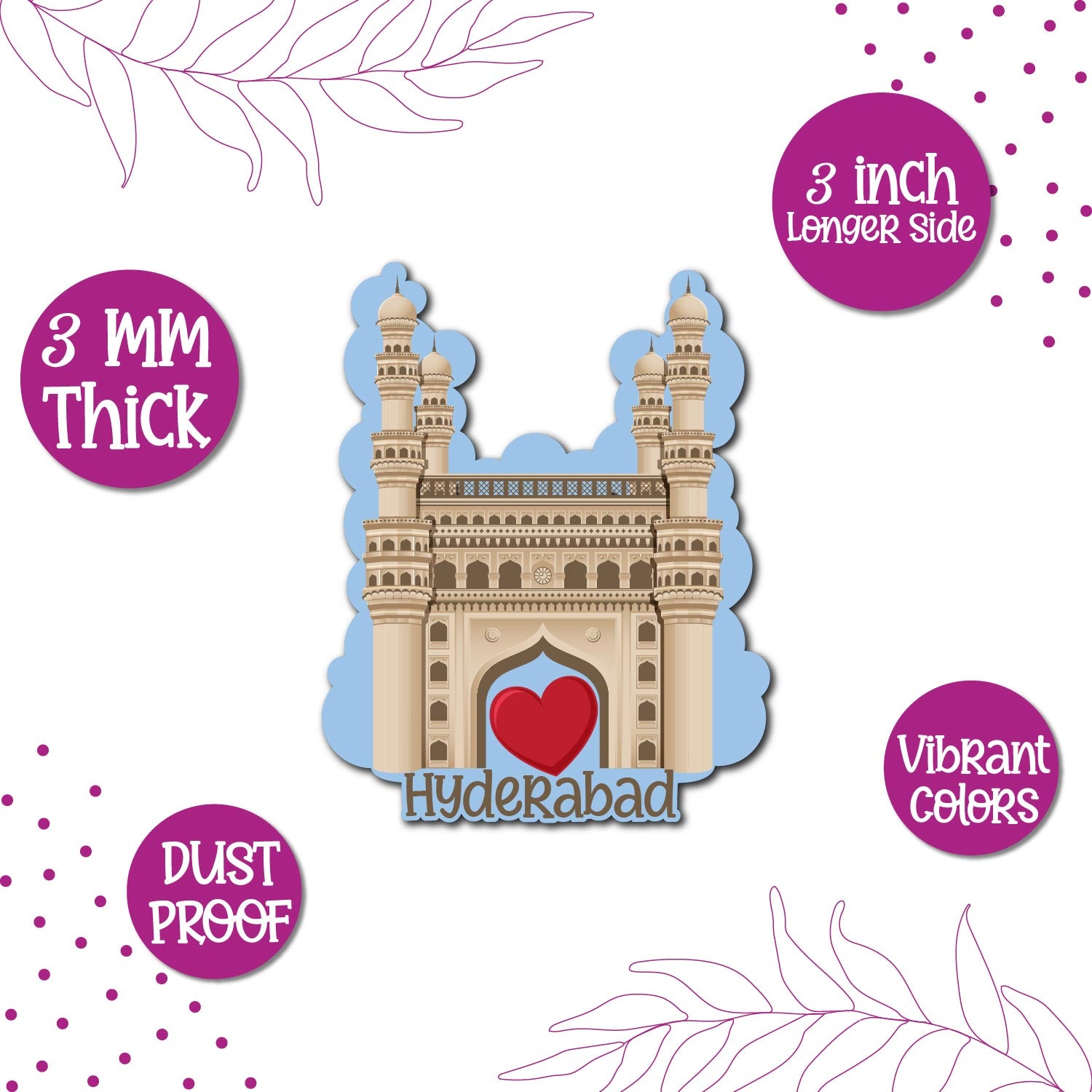 Quirky Hyderabad Fridge Magnet for Travel Lovers