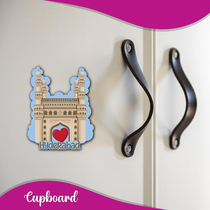 Wooden Hyderabad Magnet – Indian City Souvenir