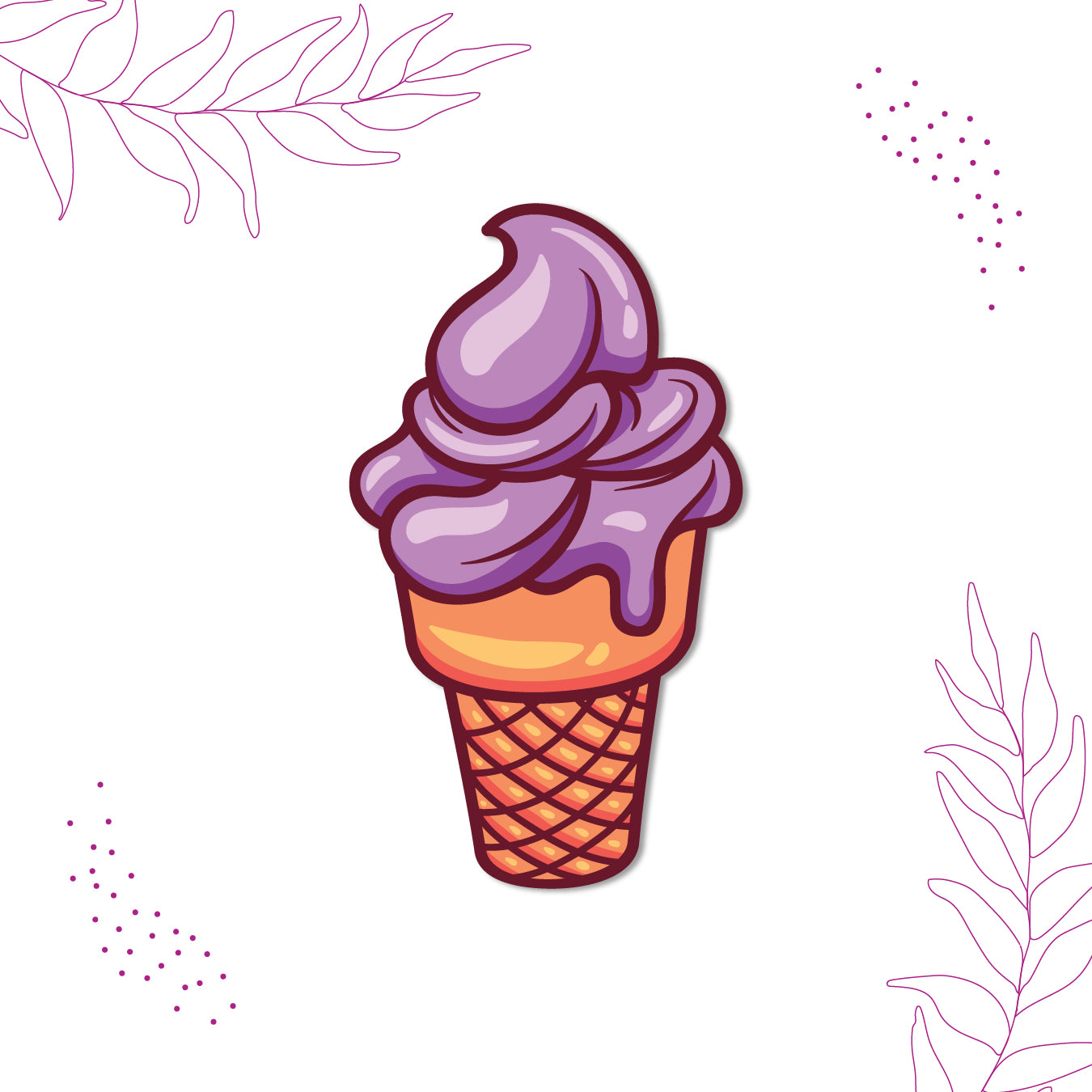 Icecream Cone (Purple) Wooden Fridge Magnet