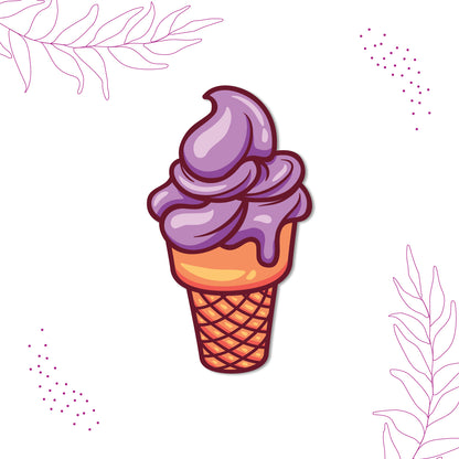 Icecream Cone (Purple) Wooden Fridge Magnet