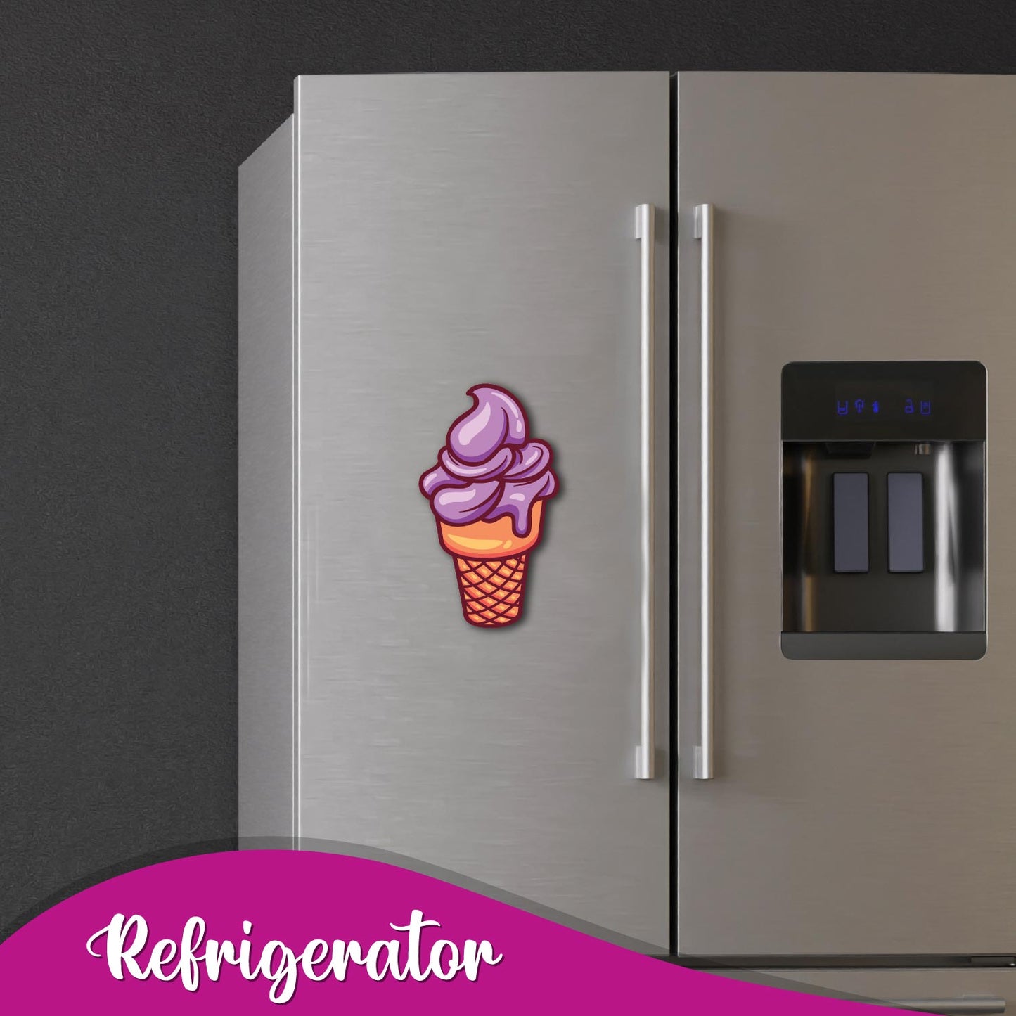 Icecream Cone (Purple) Wooden Fridge Magnet