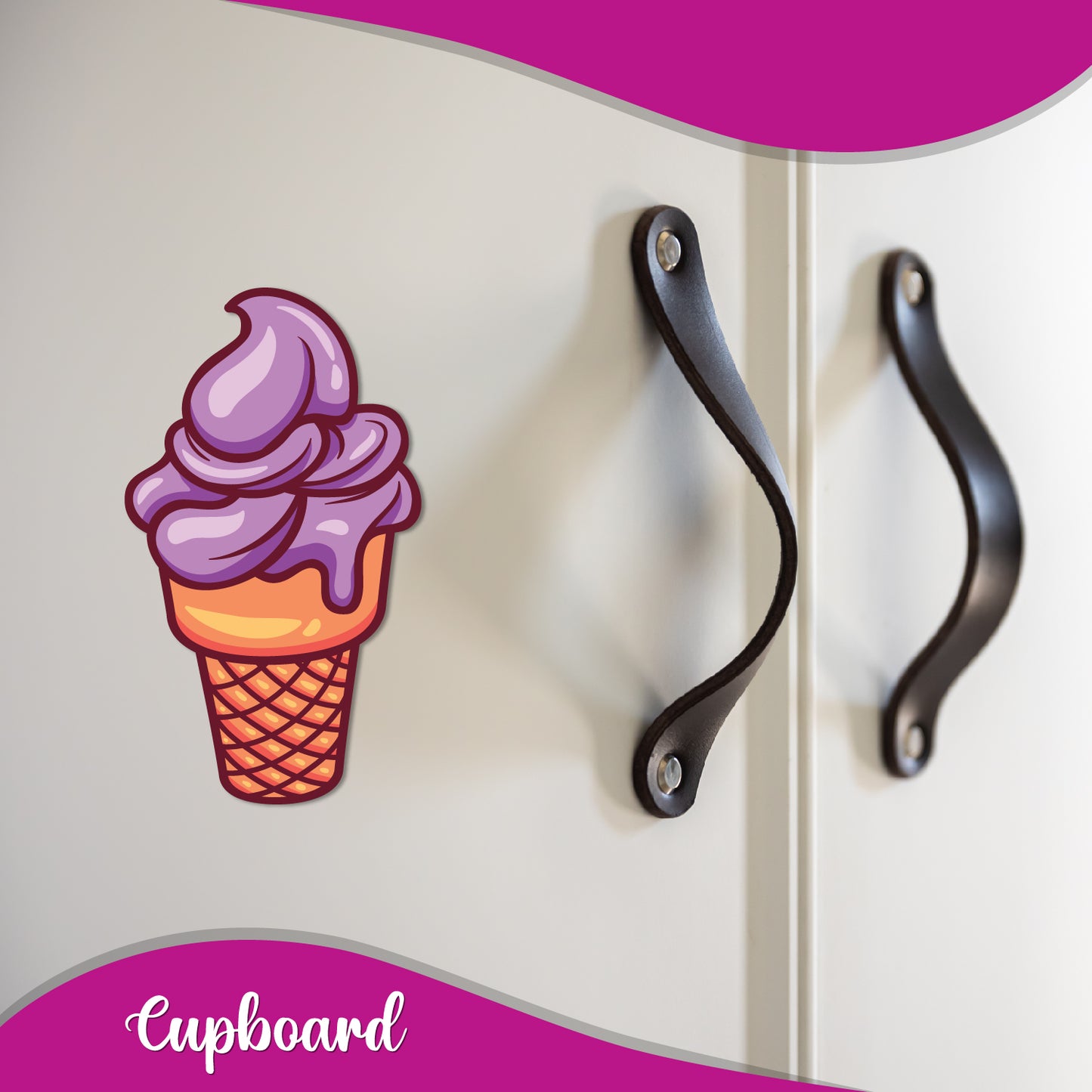 Icecream Cone (Purple) Wooden Fridge Magnet