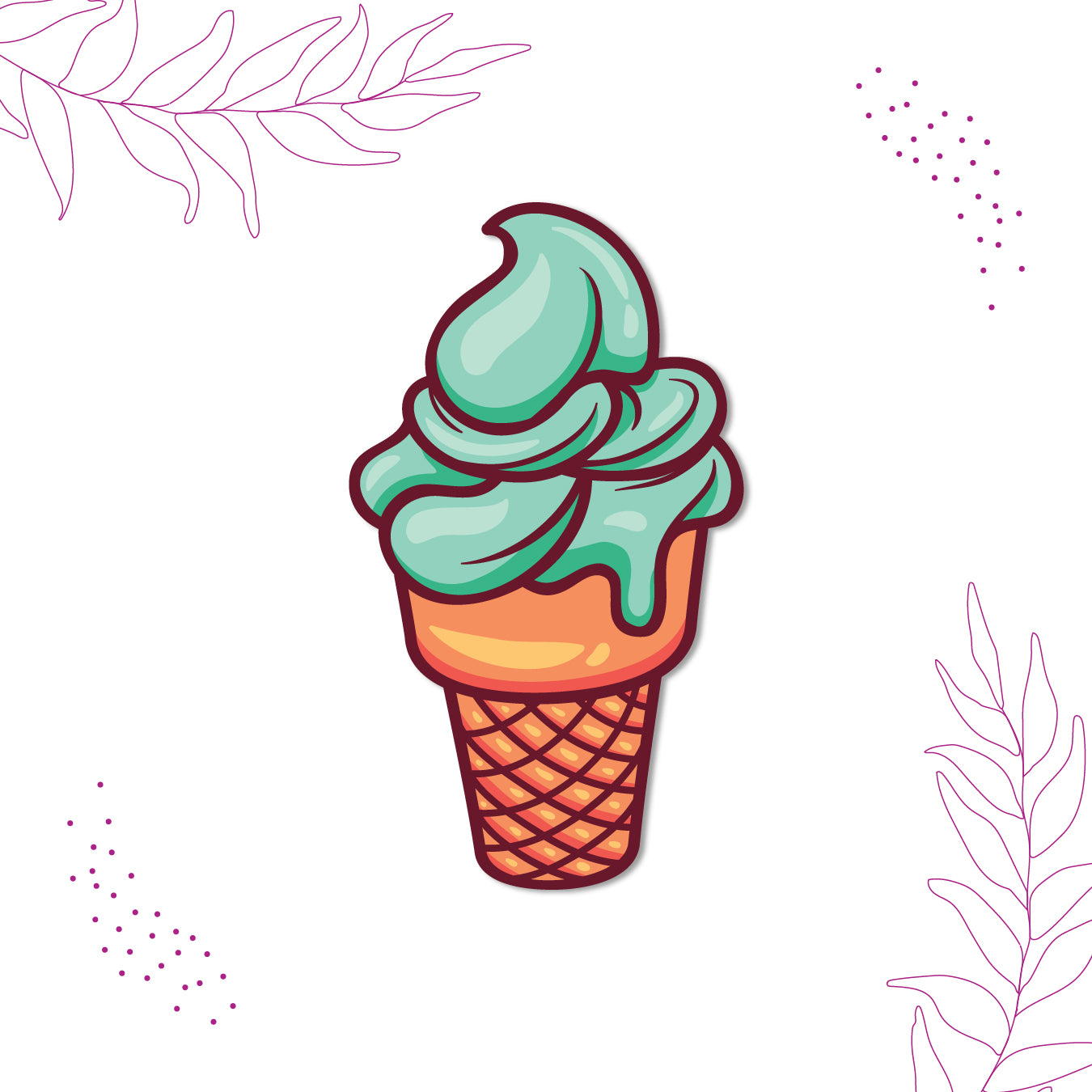 Quirky dessert fridge magnet green cone