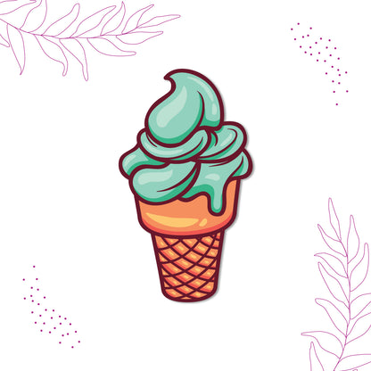 Quirky dessert fridge magnet green cone