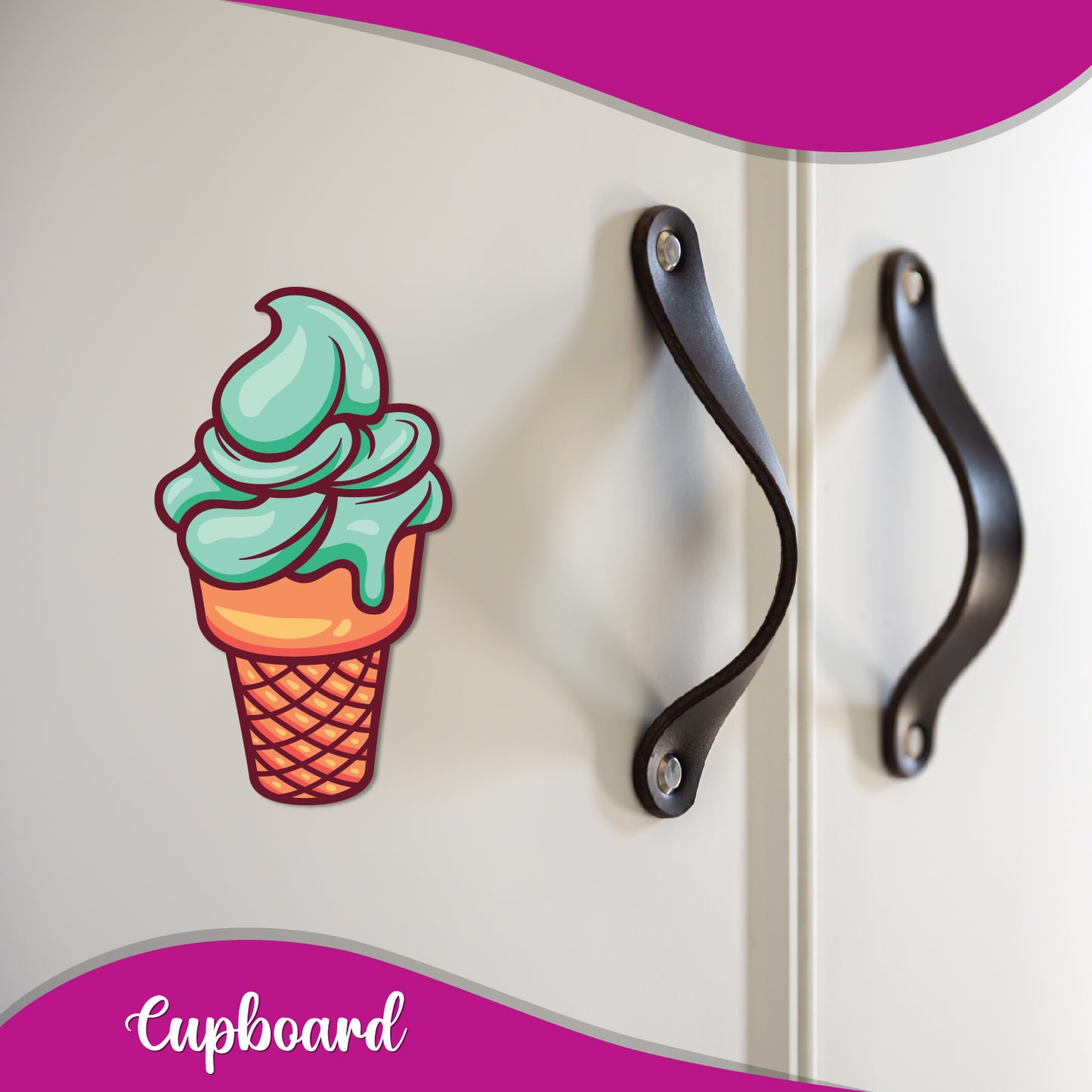 Fun green ice cream cone fridge magnet