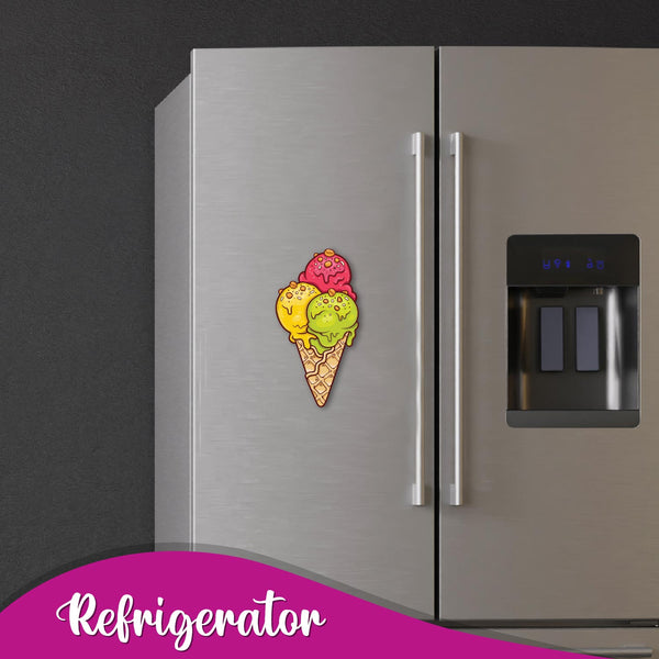 Icecream Cone Multicolour Wooden Fridge / Refrigerator Magnet