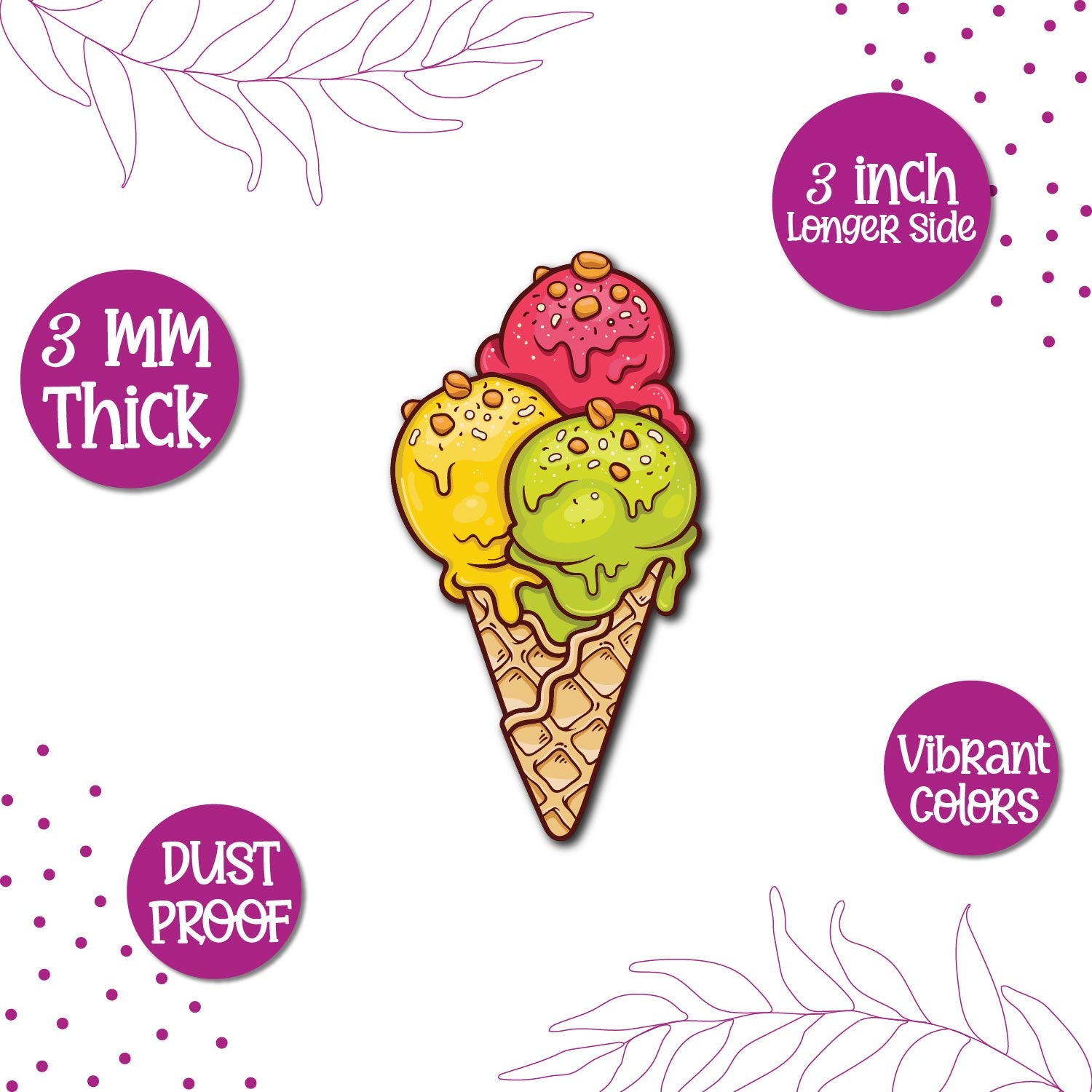 Cute dessert ice cream cone fridge magnet