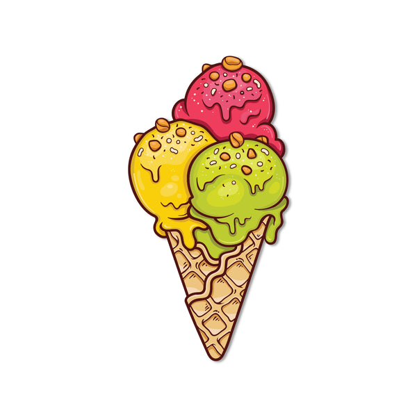 Icecream Cone Multicolour Wooden Fridge / Refrigerator Magnet