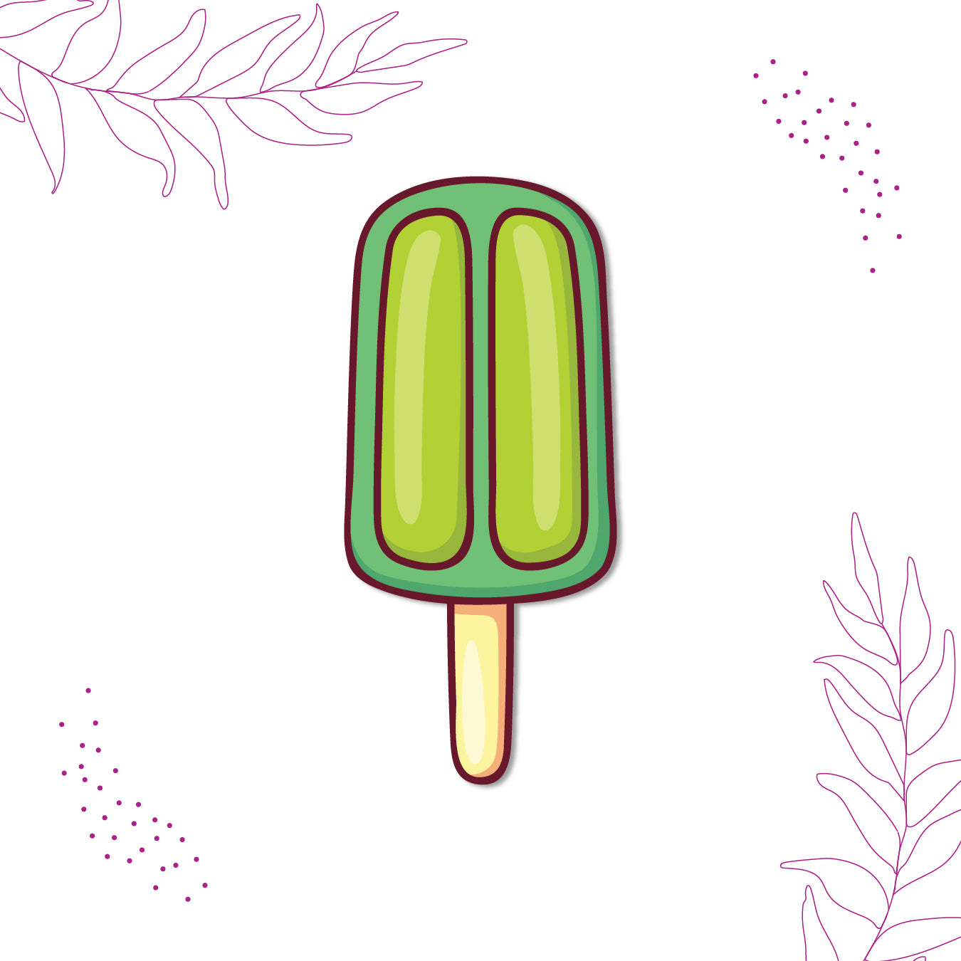 Quirky dessert fridge magnet green stick