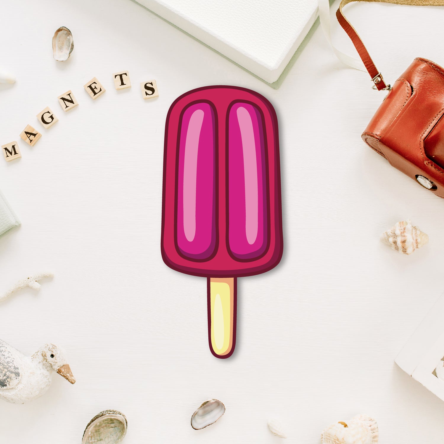 Pink ice cream stick fridge magnet decor