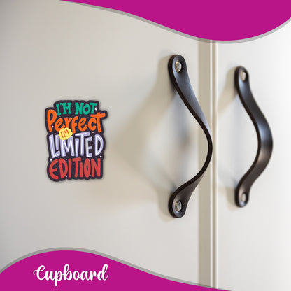 A humorous magnet displayed on a kitchen fridge.