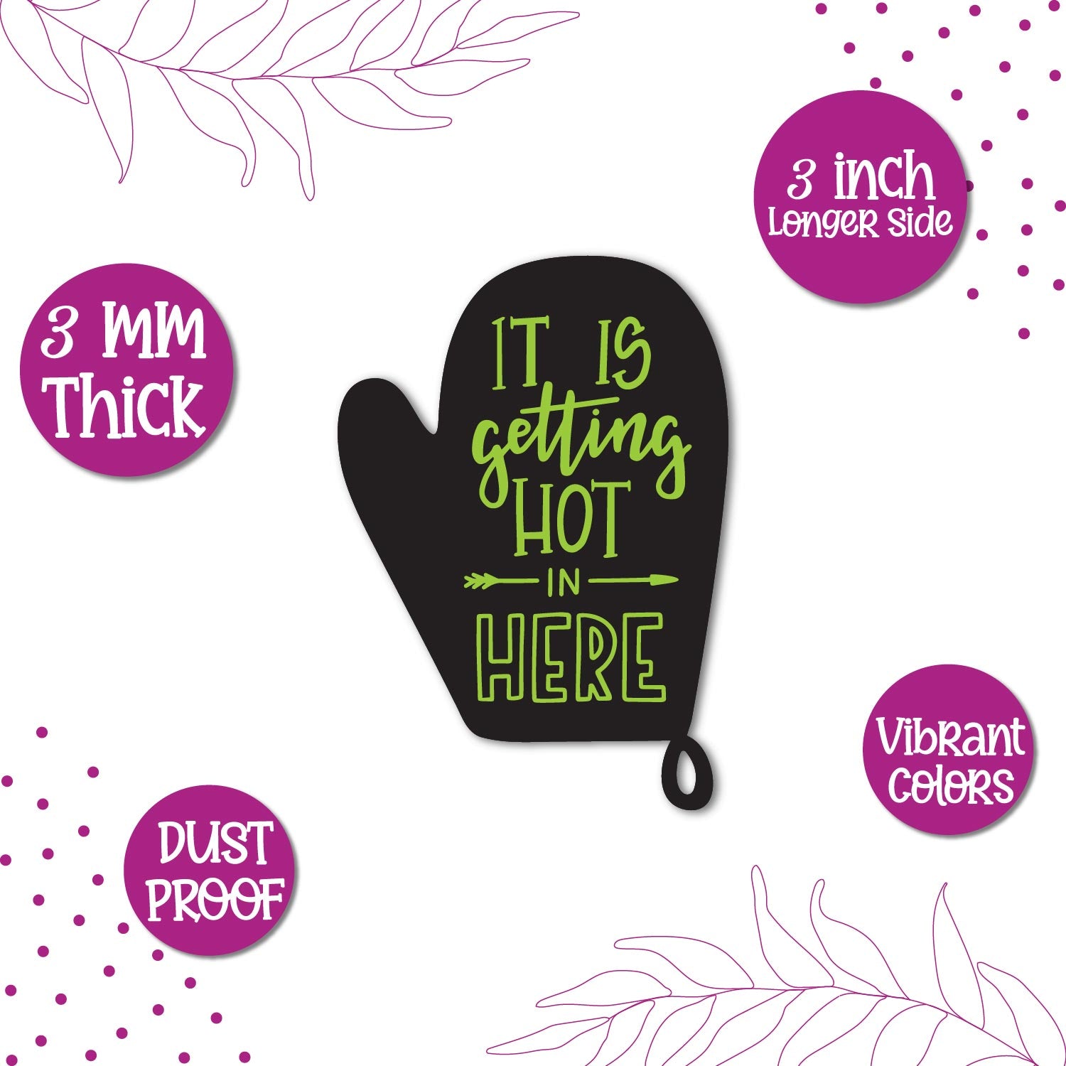 "It is getting hot" fridge magnet with a cup of coffee illustration.
