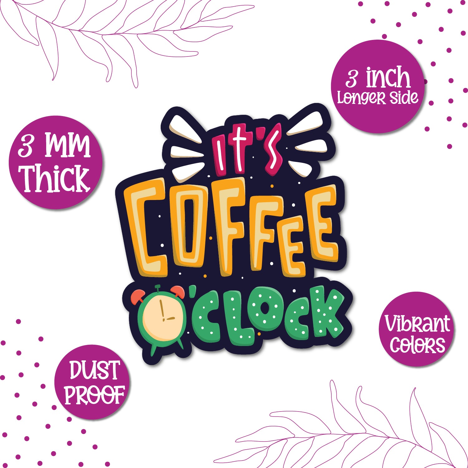 A stylish and modern coffee quote magnet.