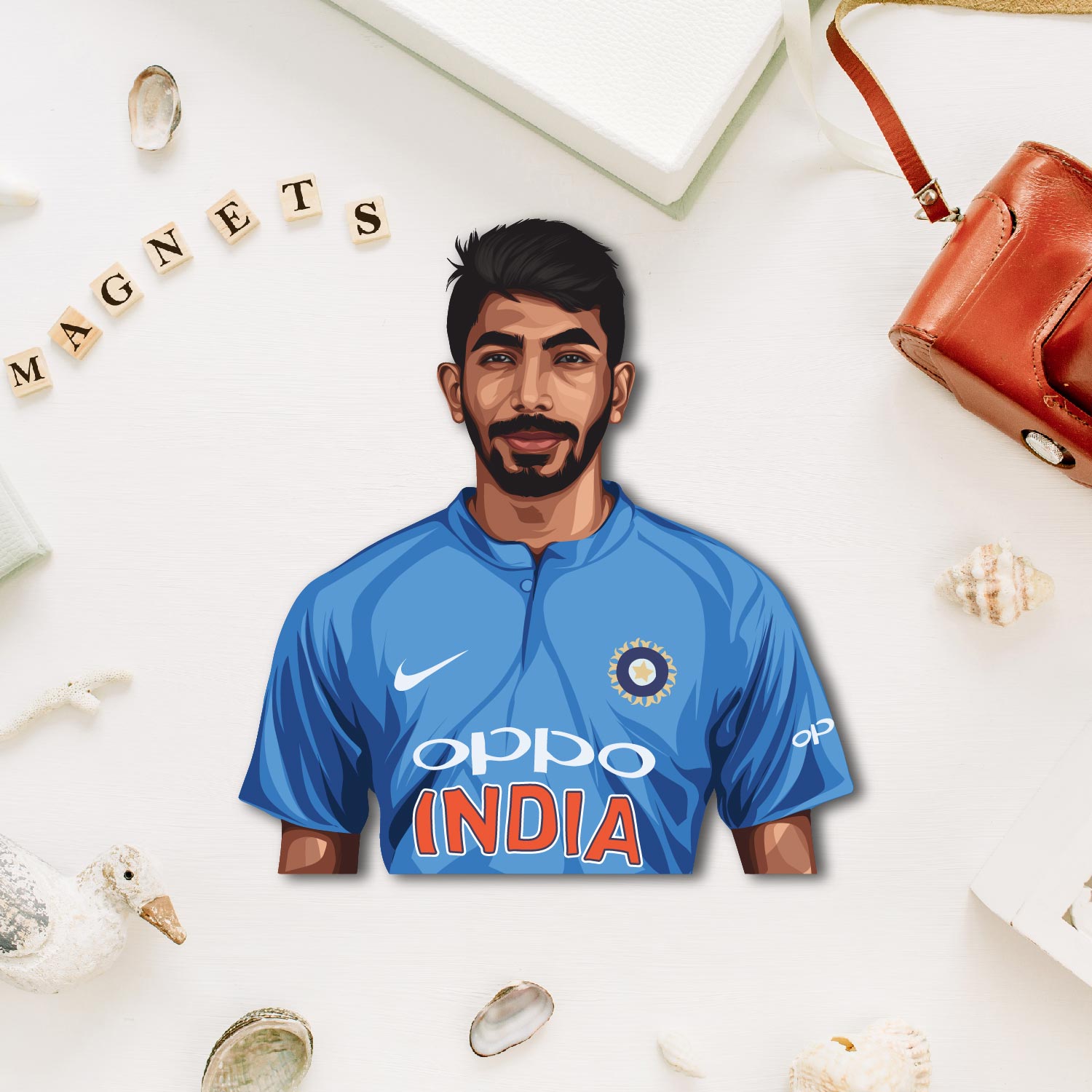 Jasprit Bumrah Wooden Fridge Magnet