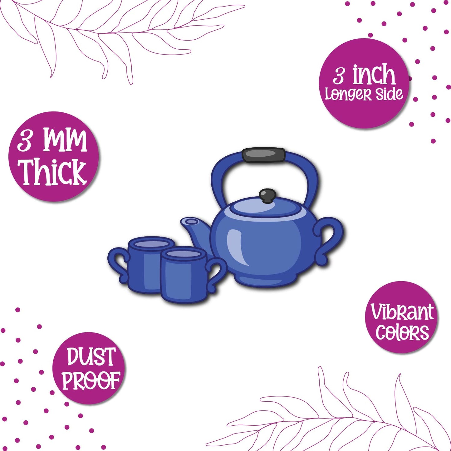 Kettle & Cup Wooden Fridge Magnet