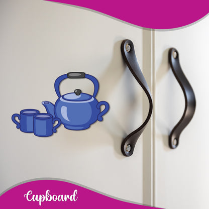 Kettle & Cup Wooden Fridge Magnet