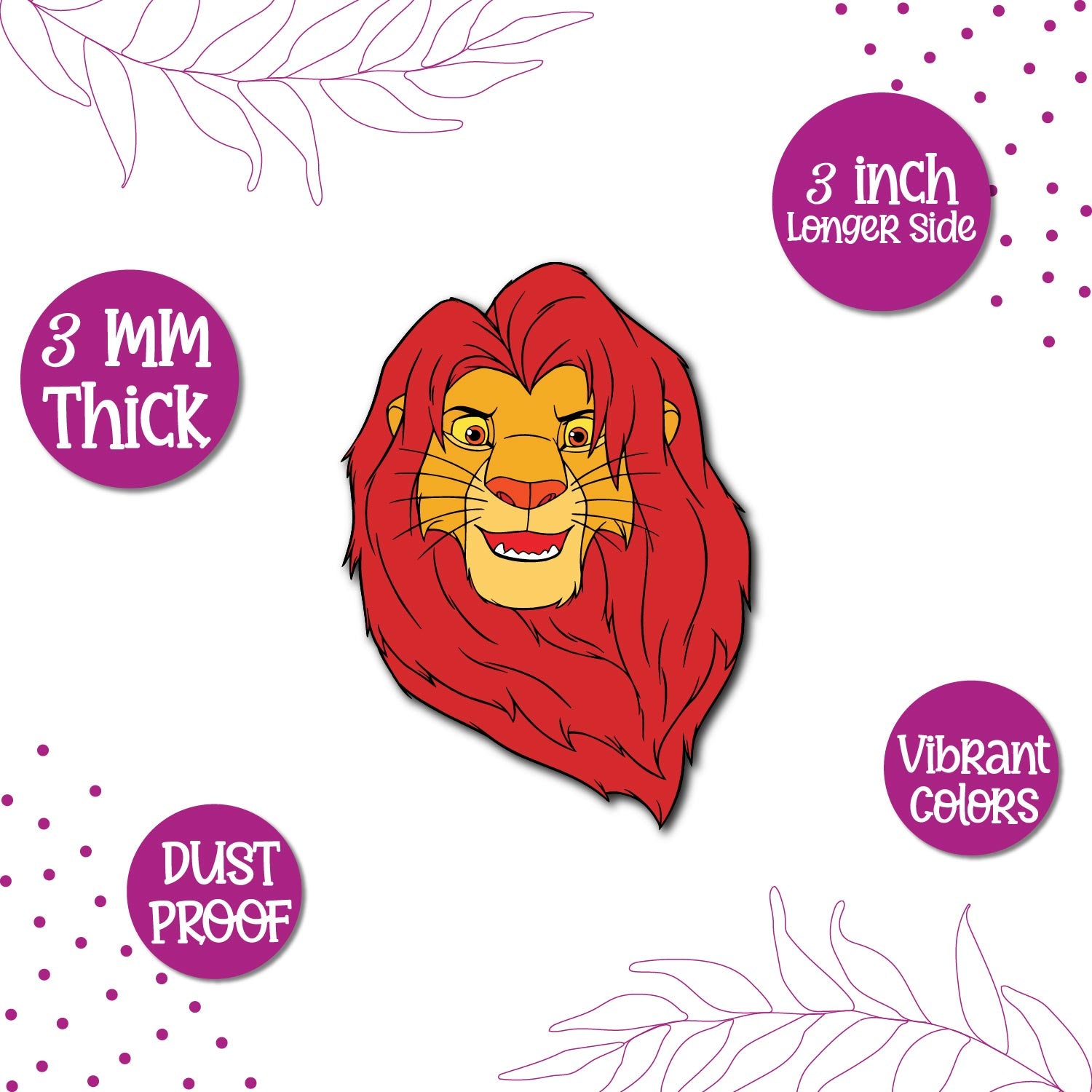 A Lion King cartoon character figure on a fridge magnet.