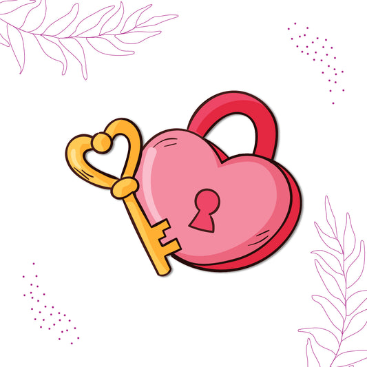 Laser-cut durable lock & key fridge magnet with romantic design