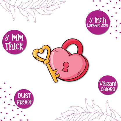 Unique love themed lock & key fridge magnet with premium finish