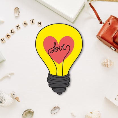 Premium wooden love bulb fridge magnet handmade in India