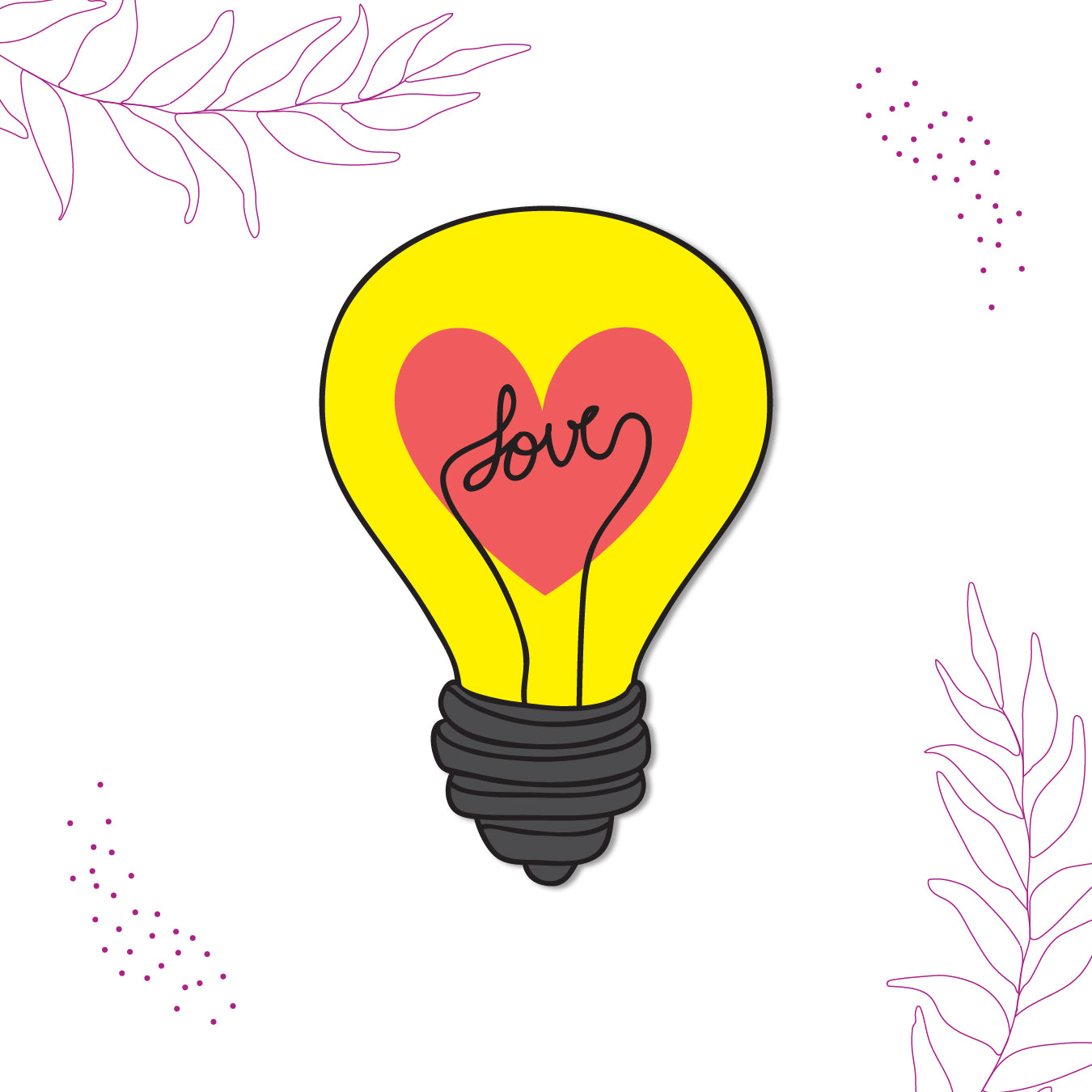 Laser-cut durable love bulb fridge magnet with romantic design