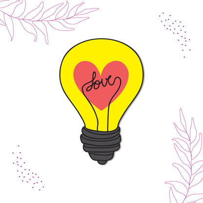 Laser-cut durable love bulb fridge magnet with romantic design