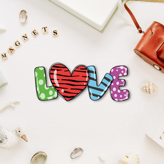 Premium wooden love text fridge magnet handmade in India