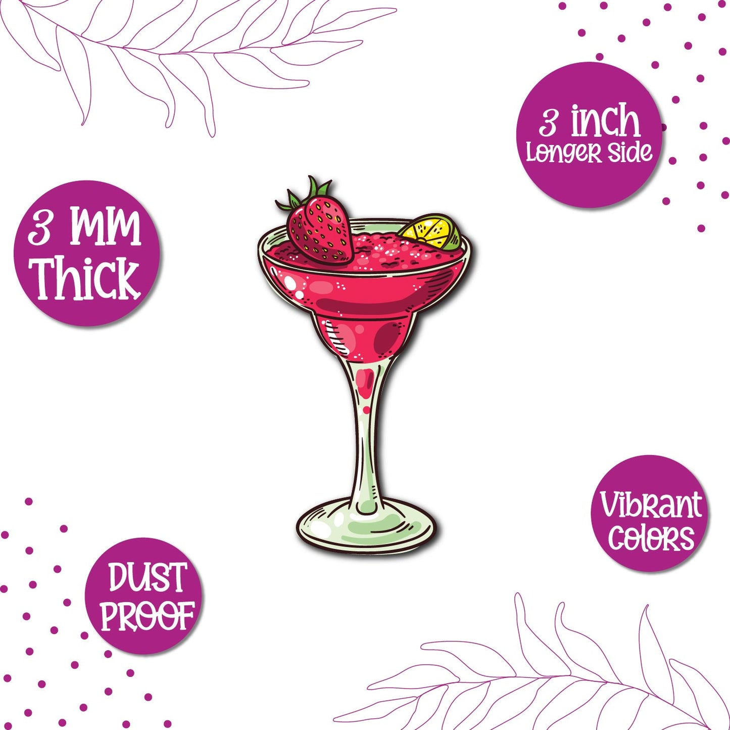 A unique martini glass magnet, perfect for a home bar or gift.