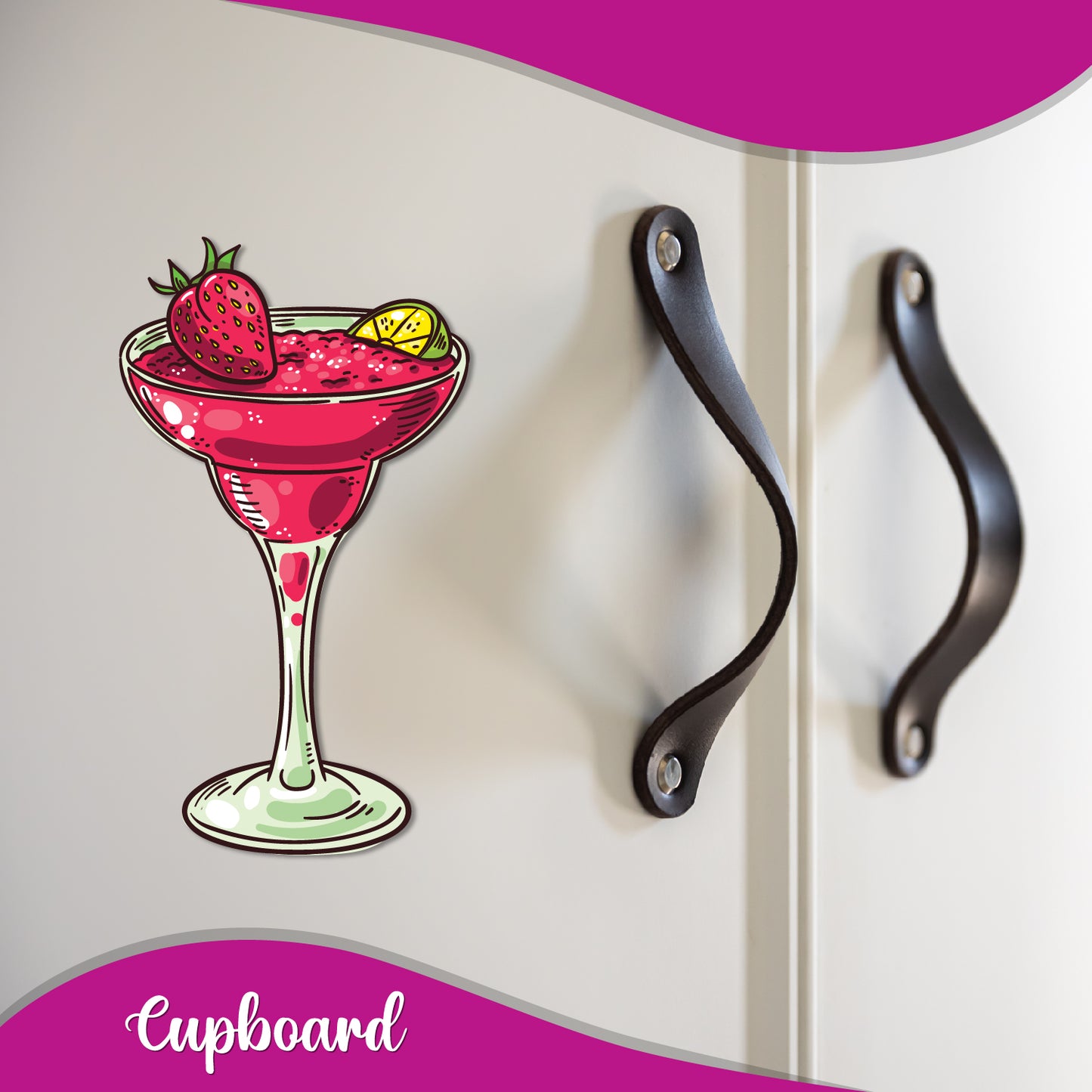 3D martini glass magnet for stylish kitchen decor.