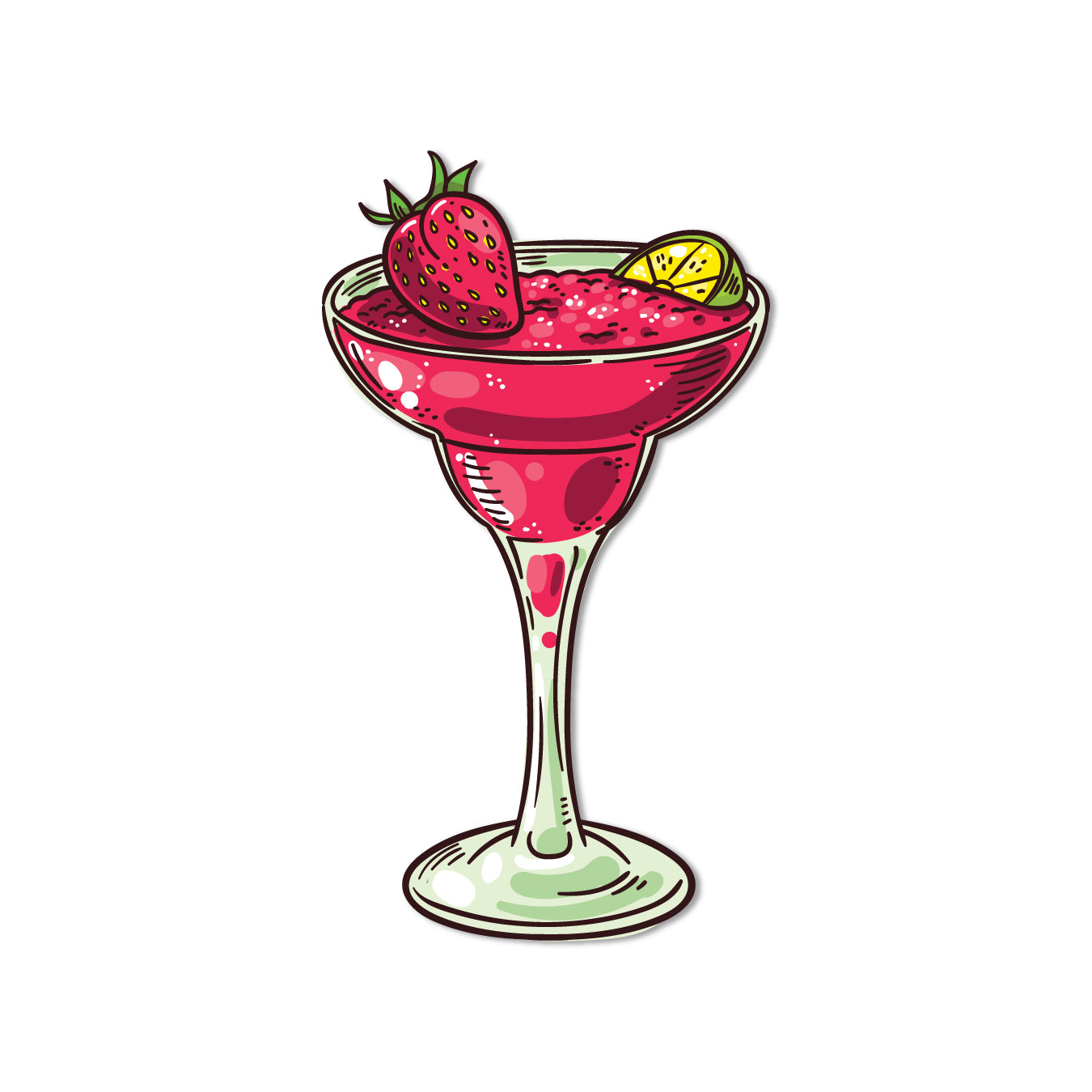 A creative cocktail-themed magnet for a refrigerator.