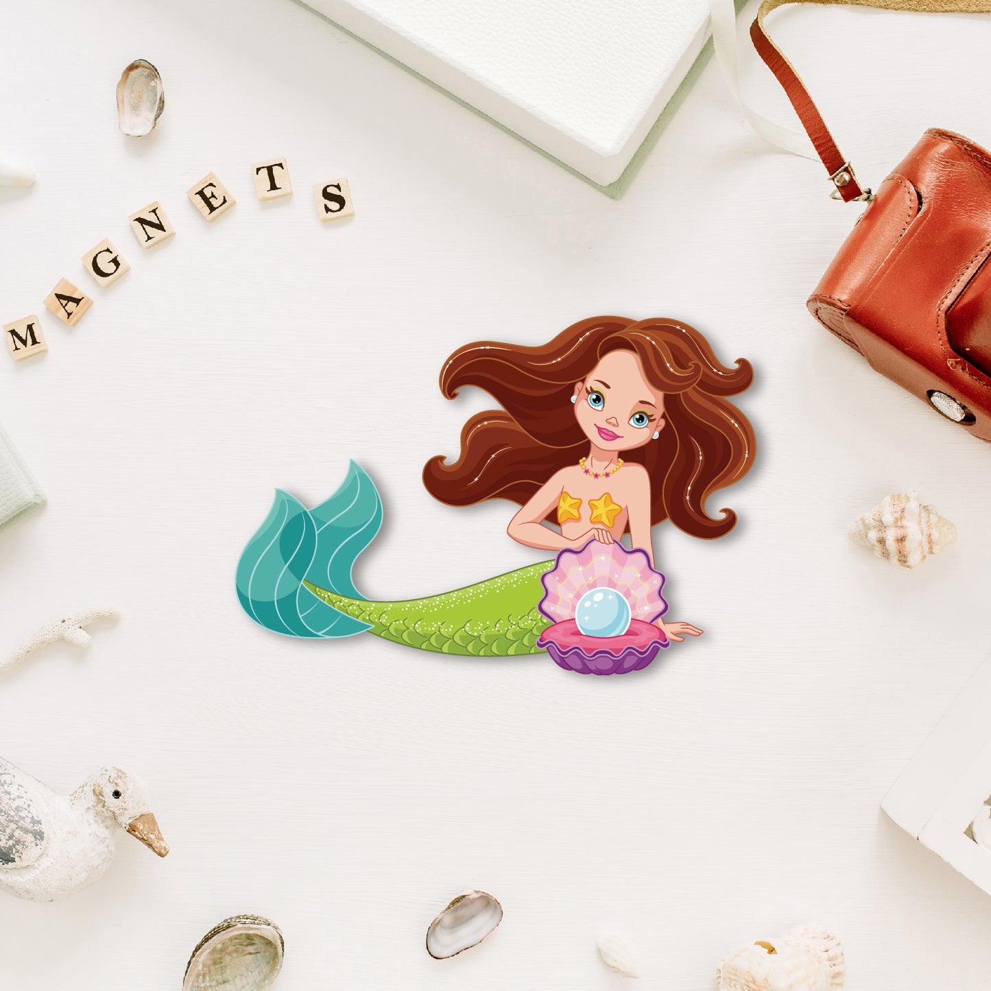 Mermaid magnet with a tail and long hair