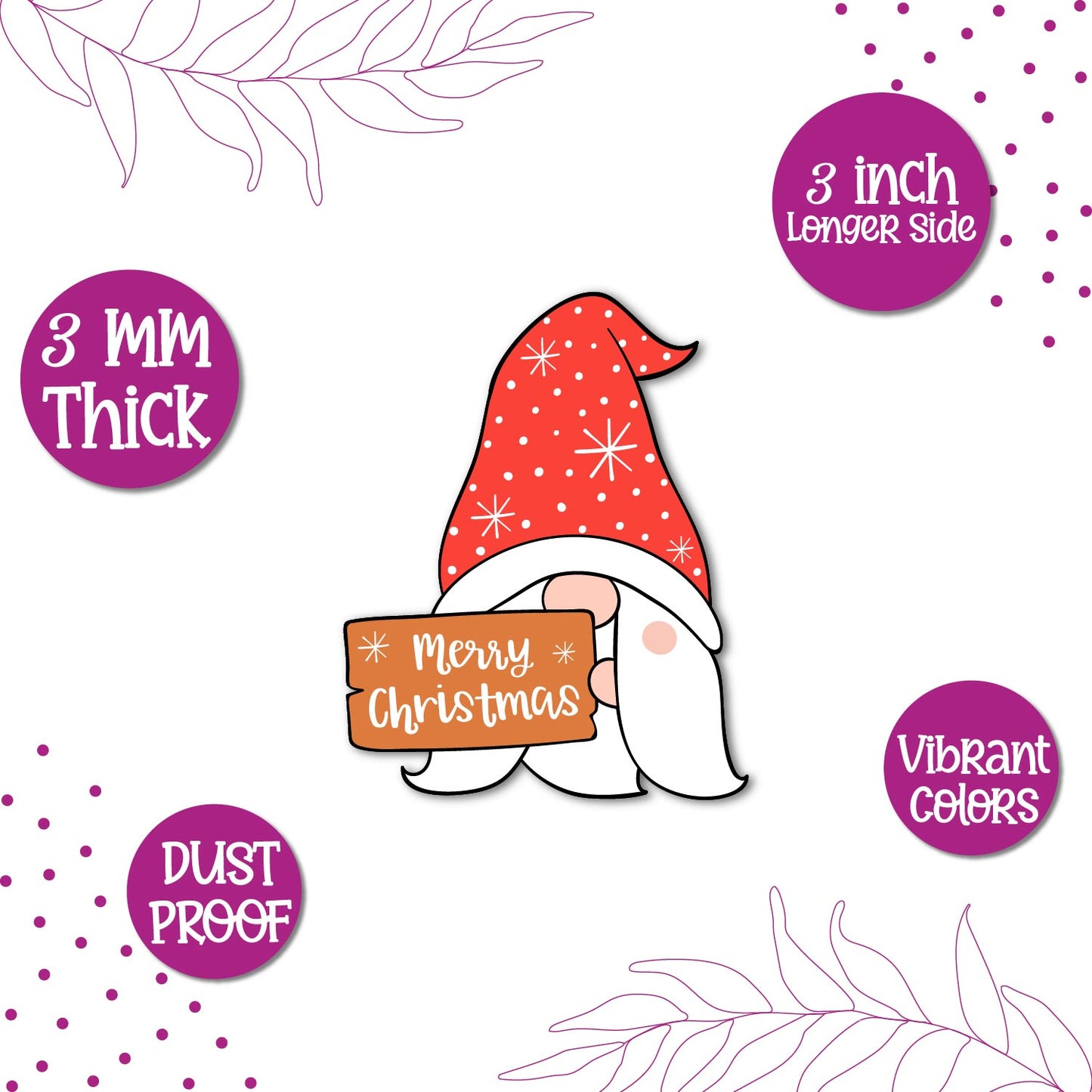 Handcrafted merry christmas fridge magnet with premium wooden finish