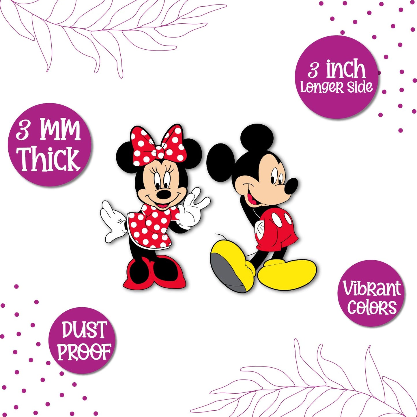 Mickey and Minnie Wooden Fridge Magnet
