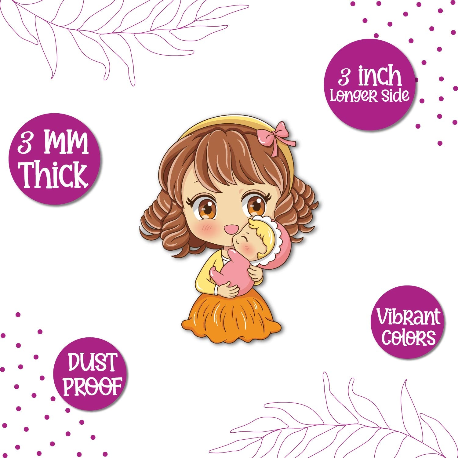 Family-themed fridge magnet of a mother and infant