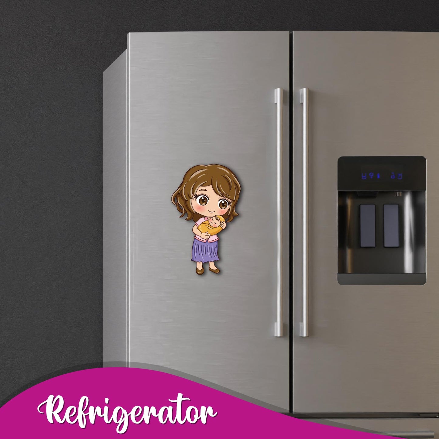 Sweet mom and baby character magnet