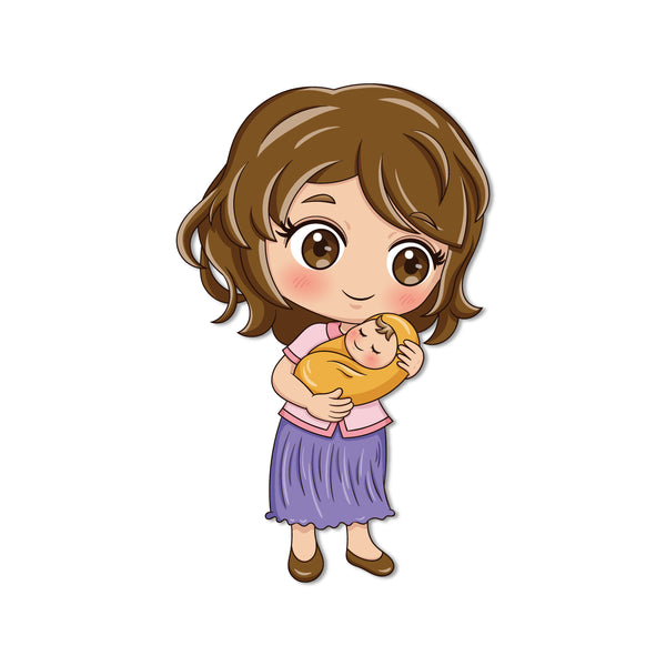 Mom & Baby Wooden Fridge Magnet