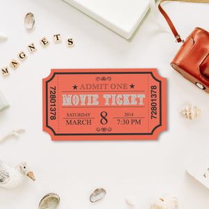 Movie Ticket Wooden Fridge Magnet
