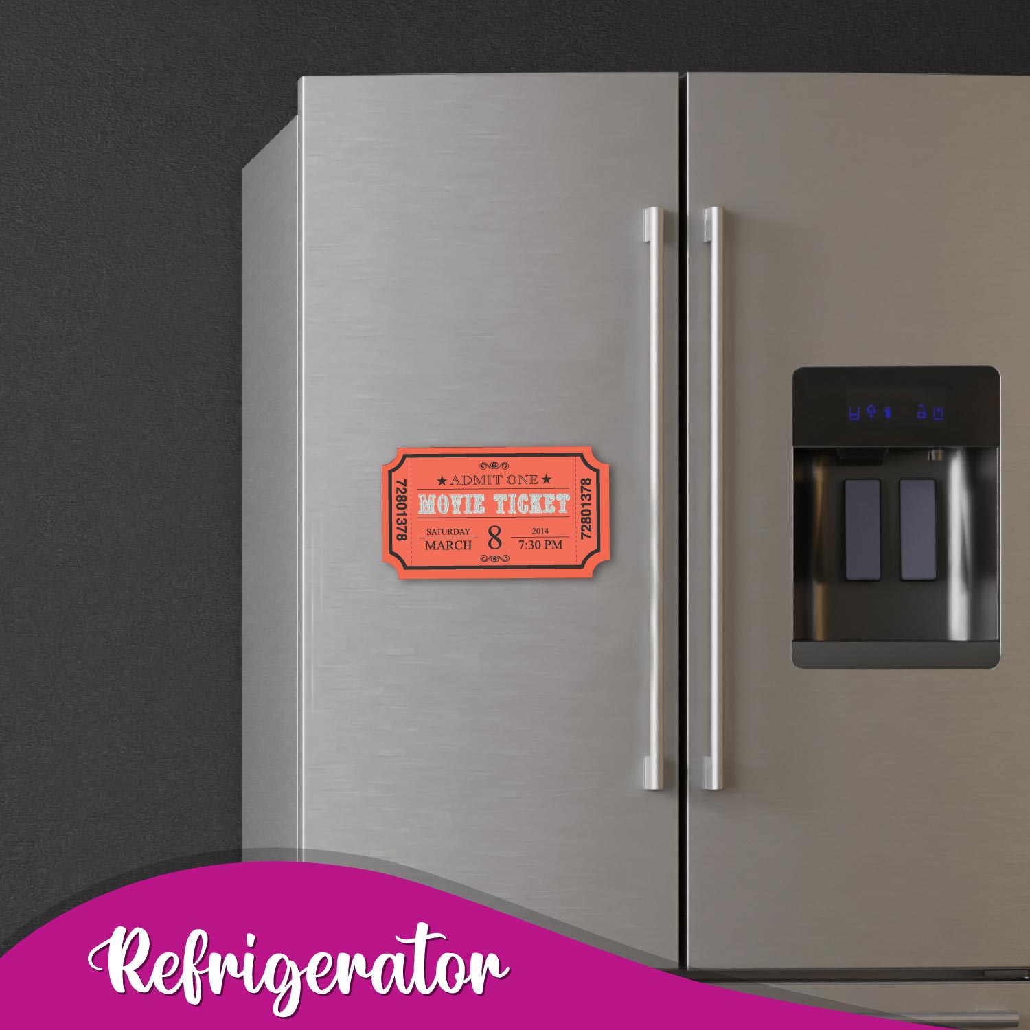 Cute couple gift idea â€“ movie ticket fridge magnet for fridge decor