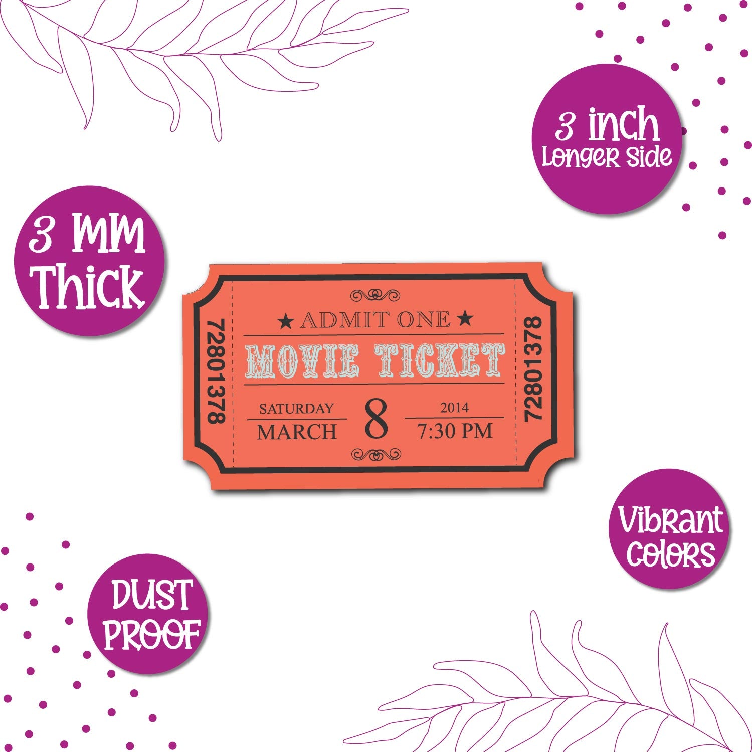 Unique love themed movie ticket fridge magnet with premium finish