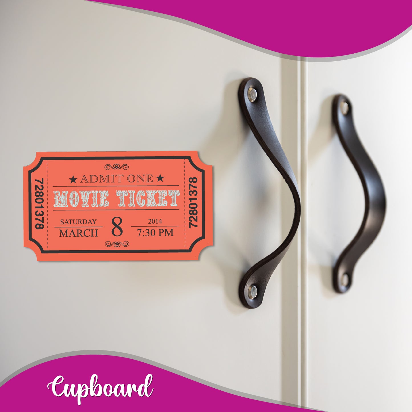 Locally crafted movie ticket fridge magnet perfect for couples